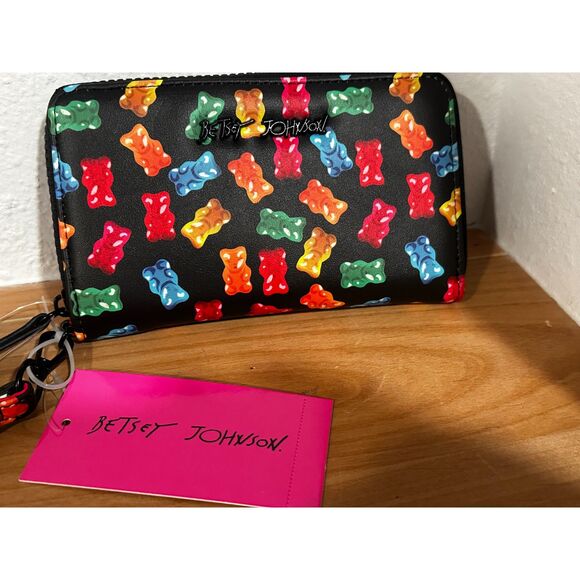 Betsey Johnson Handbags - Betsey Johnson Zip Around Black Gummi Bear Multi Wristlet NWT